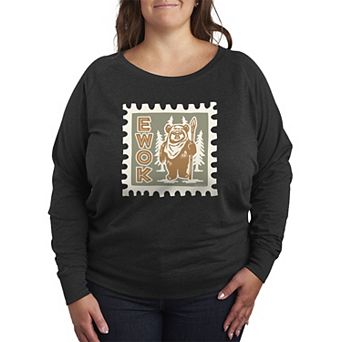Plus Size Star Wars Ewok Stamp French Terry Long Sleeve Tee