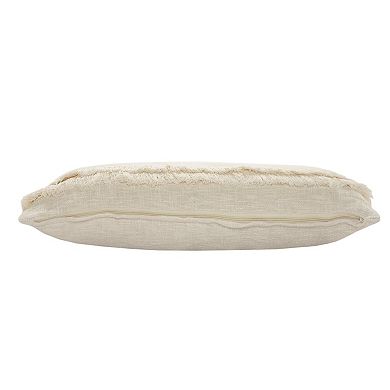 HomeRoots 14" X 36" Cream Cotton Throw Pillow with Fringe