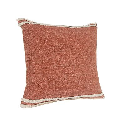 HomeRoots 20" X 20" Cinnamon And White 100% Cotton Striped Zippered Pillow