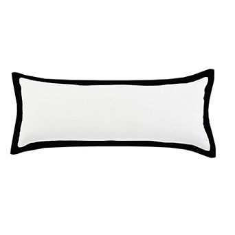 HomeRoots 14" X 36" Black And White Cotton Color Block Throw Pillow