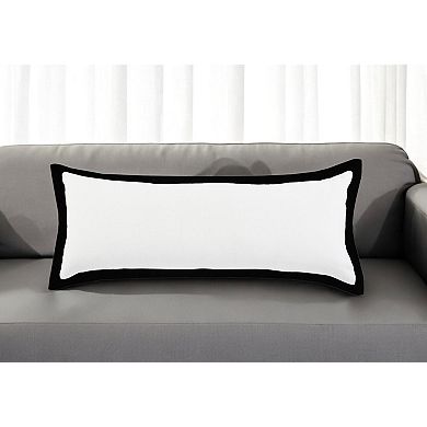HomeRoots 14" X 36" Black And White Cotton Color Block Throw Pillow