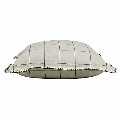 HomeRoots 20" X 20" Ivory And Black Linen Geometric Zippered Pillow