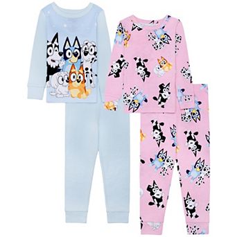 Toddler Girl Bluey Family and Friends 4 pc Pajama Top & Pajama Bottoms Set