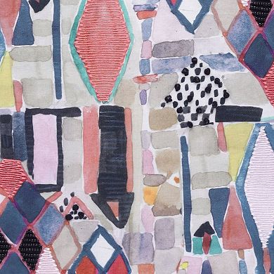 HomeRoots 20" X 20" Red Pink Blue Gray And Black Polyester Abstract Zippered Pillow