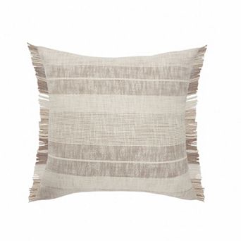 HomeRoots 20" Cream Striped Cotton Throw Pillow