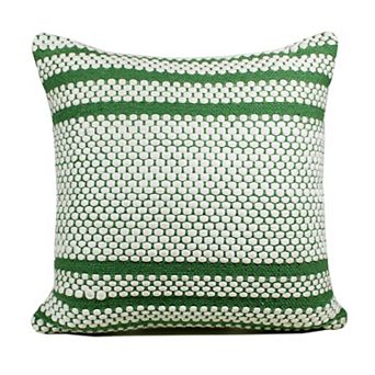 HomeRoots 20" X 20" Jade Green And White 100% Cotton Geometric Zippered Pillow