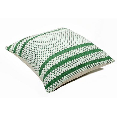 HomeRoots 20" X 20" Jade Green And White 100% Cotton Geometric Zippered Pillow