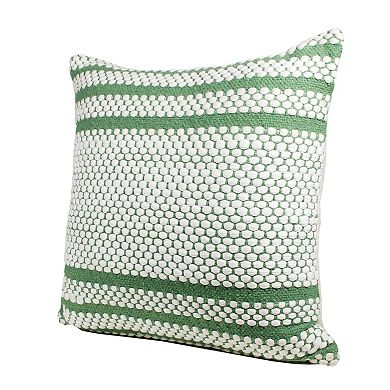 HomeRoots 20" X 20" Jade Green And White 100% Cotton Geometric Zippered Pillow