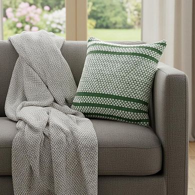 HomeRoots 20" X 20" Jade Green And White 100% Cotton Geometric Zippered Pillow