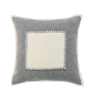 HomeRoots 20" Gray Ivory And White Cotton Geometric Throw Pillow