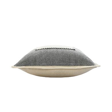 HomeRoots 20" Gray Ivory And White Cotton Geometric Throw Pillow