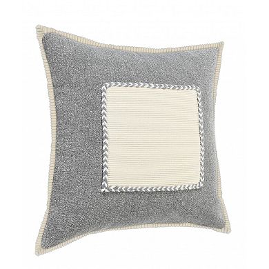 HomeRoots 20" Gray Ivory And White Cotton Geometric Throw Pillow