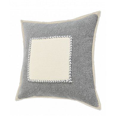 HomeRoots 20" Gray Ivory And White Cotton Geometric Throw Pillow
