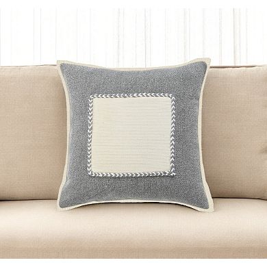 HomeRoots 20" Gray Ivory And White Cotton Geometric Throw Pillow