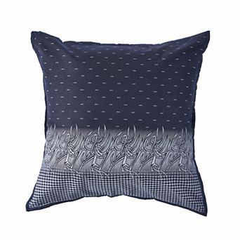 HomeRoots 20" X 20" Navy And White 100% Cotton Geometric Zippered Pillow