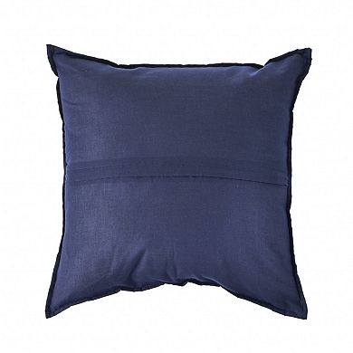 HomeRoots 20" X 20" Navy And White 100% Cotton Geometric Zippered Pillow