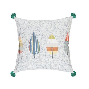 HomeRoots 20" X 20" White Blue And Green Polyester Geometric Zippered Pillow