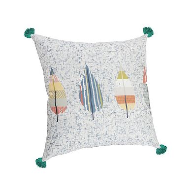 HomeRoots 20" X 20" White Blue And Green Polyester Geometric Zippered Pillow