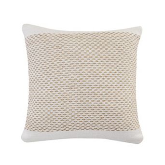 HomeRoots 20" Ivory And Natural Cotton Geometric Throw Pillow