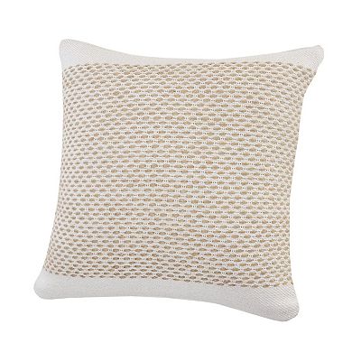 HomeRoots 20" Ivory And Natural Cotton Geometric Throw Pillow