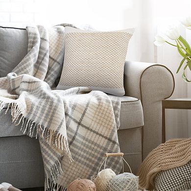 HomeRoots 20" Ivory And Natural Cotton Geometric Throw Pillow