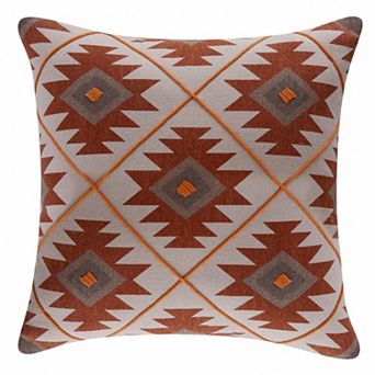 HomeRoots 20" X 20" Rust And Off-White 100% Cotton Geometric Zippered Pillow