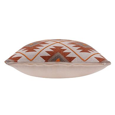 HomeRoots 20" X 20" Rust And Off-White 100% Cotton Geometric Zippered Pillow