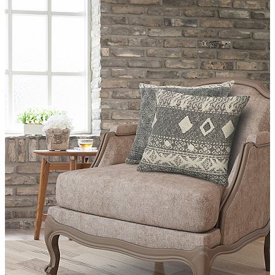 HomeRoots 20" X 20" Gray And White 100% Cotton Geometric Zippered Pillow