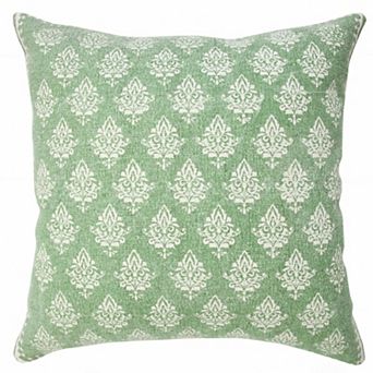 HomeRoots 20" Green And White Geometric Cotton Throw Pillow