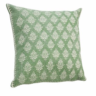 HomeRoots 20" Green And White Geometric Cotton Throw Pillow