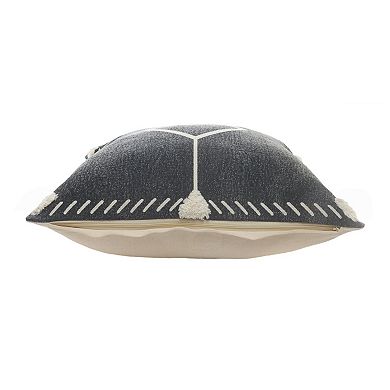 HomeRoots 20" X 20" White And Black 100% Cotton Geometric Zippered Pillow