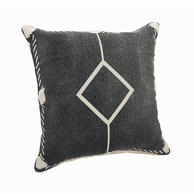 HomeRoots 20" X 20" White And Black 100% Cotton Geometric Zippered Pillow