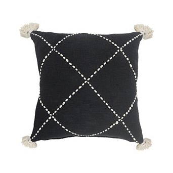 HomeRoots 20" X 20" White And Black 100% Cotton Geometric Zippered Pillow