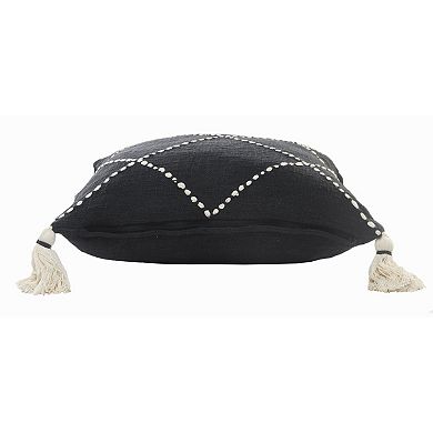 HomeRoots 20" X 20" White And Black 100% Cotton Geometric Zippered Pillow