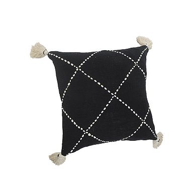 HomeRoots 20" X 20" White And Black 100% Cotton Geometric Zippered Pillow