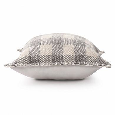 HomeRoots 20" X 20" Light Gray And Ivory Polyester Plaid Zippered Pillow