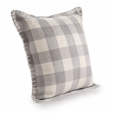 HomeRoots 20" X 20" Light Gray And Ivory Polyester Plaid Zippered Pillow