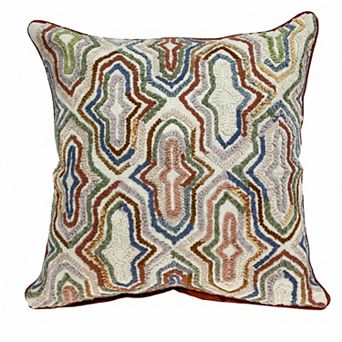 HomeRoots 18" Beige and Brown Cotton Throw Pillow With Embroidery