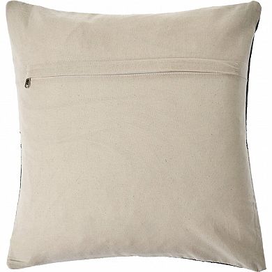 HomeRoots 20" Charcoal and Ivory Geometric Wool And Faux Leather Throw Pillow