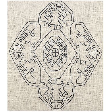 HomeRoots 20" X 20" Off-White And Navy 100% Cotton Abstract Zippered Pillow