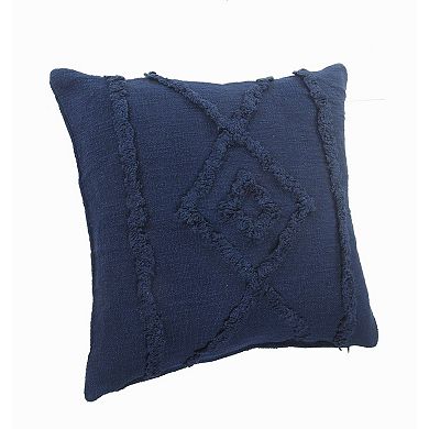HomeRoots 20" Navy Blue And Dark Blue Cotton Geometric Throw Pillow