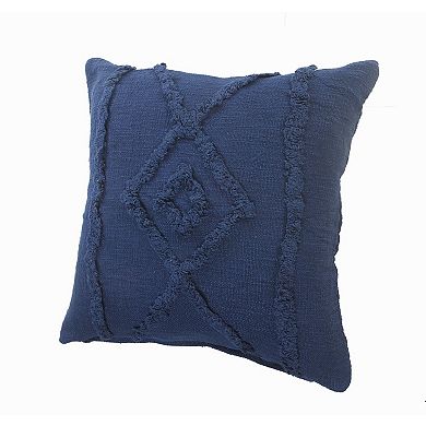 HomeRoots 20" Navy Blue And Dark Blue Cotton Geometric Throw Pillow