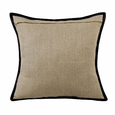 HomeRoots 20" Tan And Black Linen Color Block Throw Pillow
