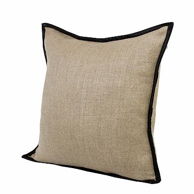 HomeRoots 20" Tan And Black Linen Color Block Throw Pillow