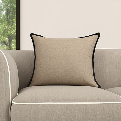 HomeRoots 20" Tan And Black Linen Color Block Throw Pillow