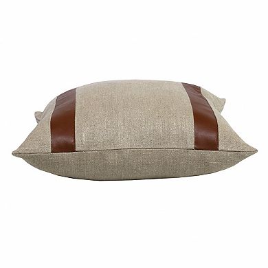 HomeRoots 20" X 20" Beige And Brown Linen Striped Zippered Pillow
