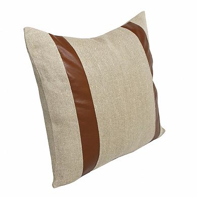 HomeRoots 20" X 20" Beige And Brown Linen Striped Zippered Pillow