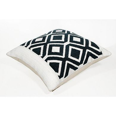 HomeRoots 20" X 20" Deep Navy And White 100% Cotton Geometric Zippered Pillow