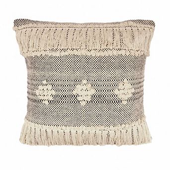 HomeRoots 20" X 20" Black And Off-White 100% Cotton Geometric Zippered Pillow