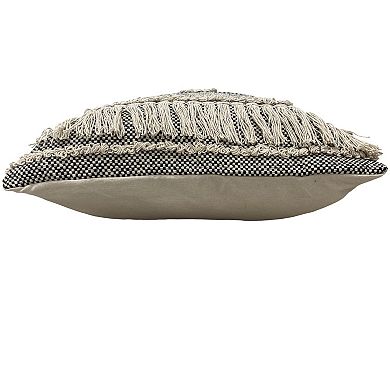 HomeRoots 20" X 20" Black And Off-White 100% Cotton Geometric Zippered Pillow